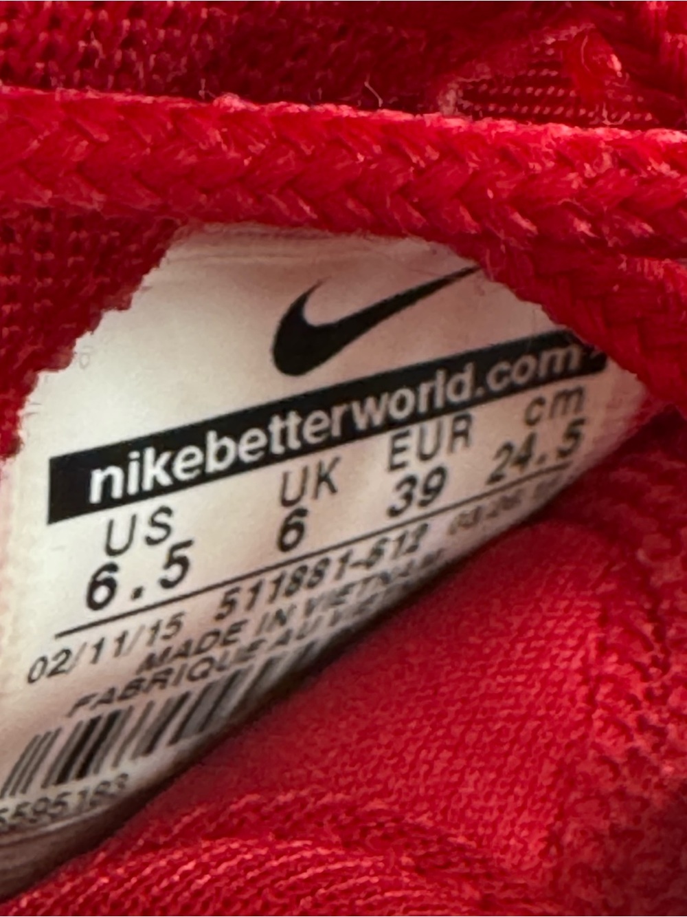 Nike Roshe Red Mesh Running Shoes with White Swoosh US 8 - Picture 6 of 6